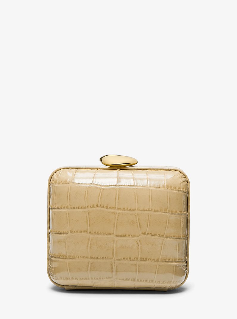 Tina Mini Crocodile Embossed Leather Minaudi&egrave;re in DUNE | Michael Kors
