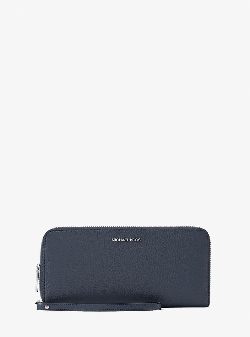 Large Pebbled Leather Continental Wallet in NAVY | Michael Kors