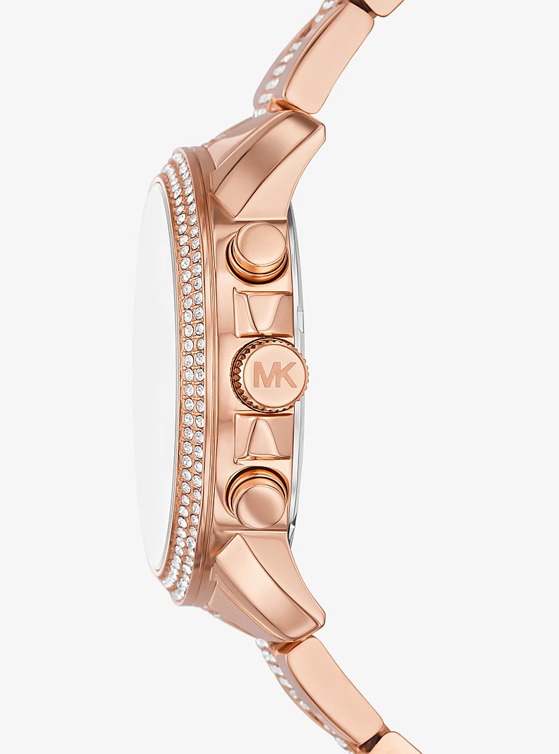 Oversized Brynn Pav&eacute; Rose Gold-Tone Watch