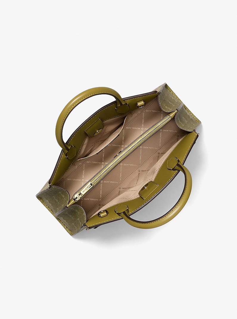 Greta Medium Signature Logo Satchel in OREGANO | Michael Kors