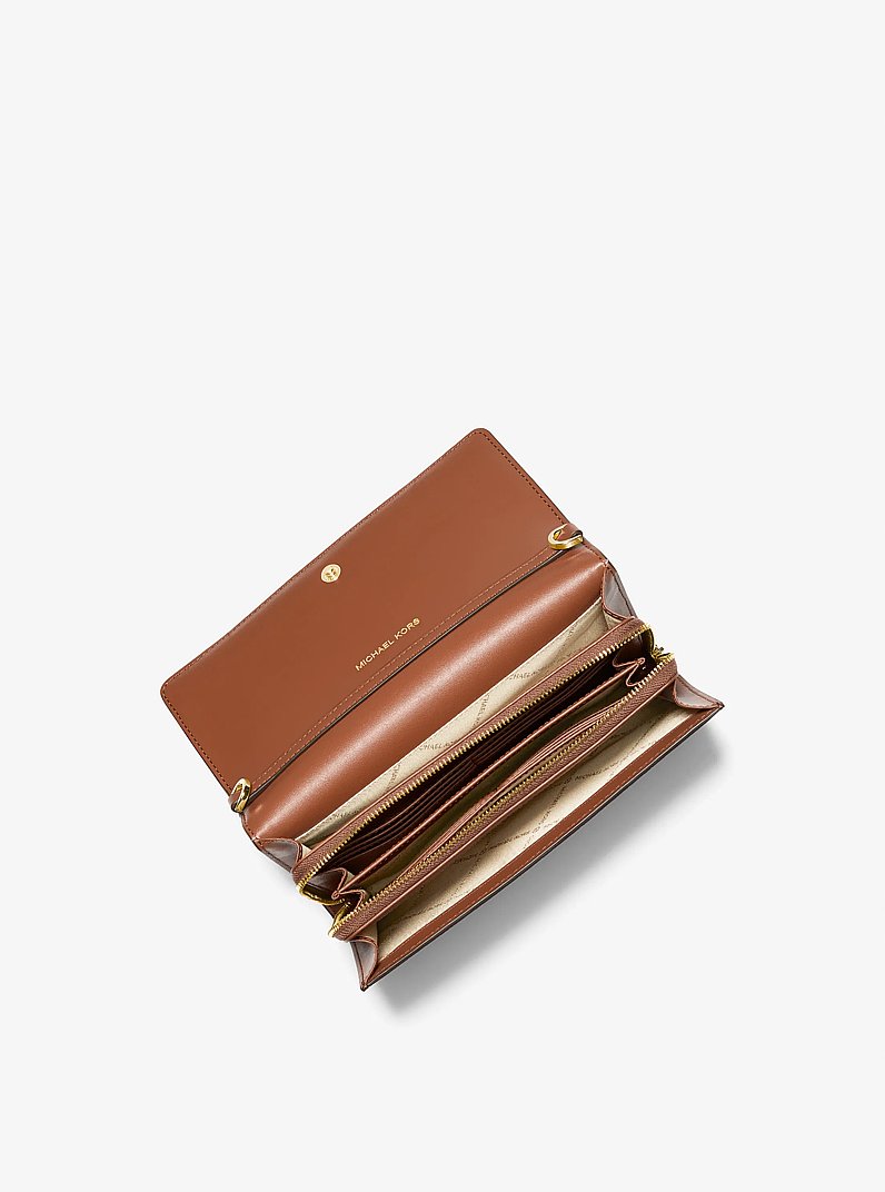 Jet Set Large Leather Crossbody Bag in LUGGAGE | Michael Kors