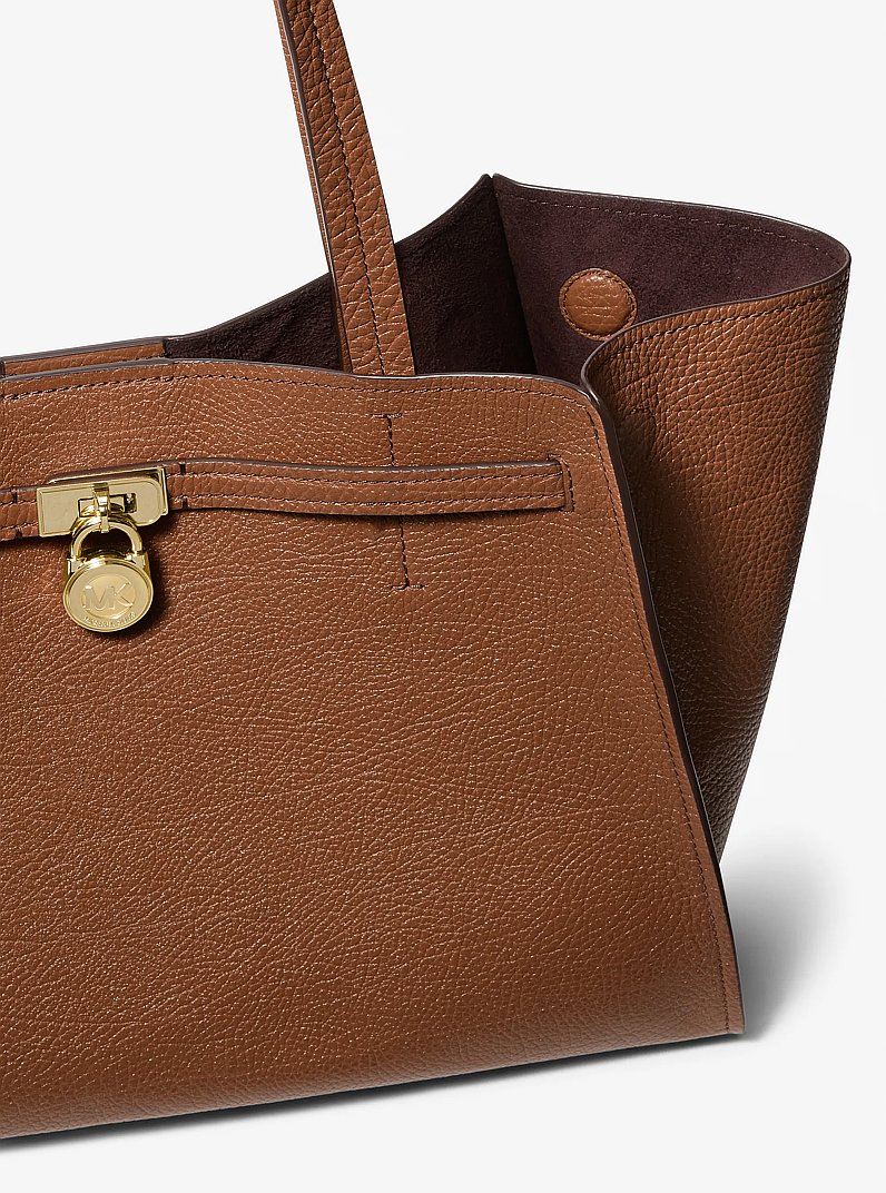 Hamilton Moderne Large Leather Tote Bag in LUGGAGE | Michael Kors