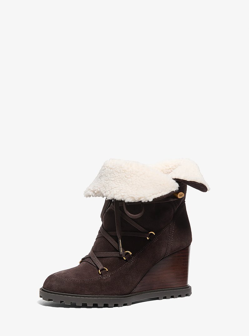 Blakely Suede Wedge Boot in CHOCOLATE | Michael Kors