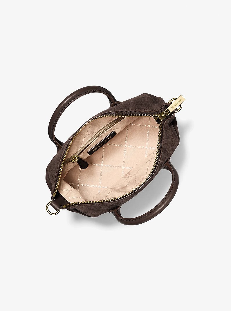 Petit sac &agrave; bandouli&egrave;re Hyde convertible en daim in CHOCOLAT | Michael Kors