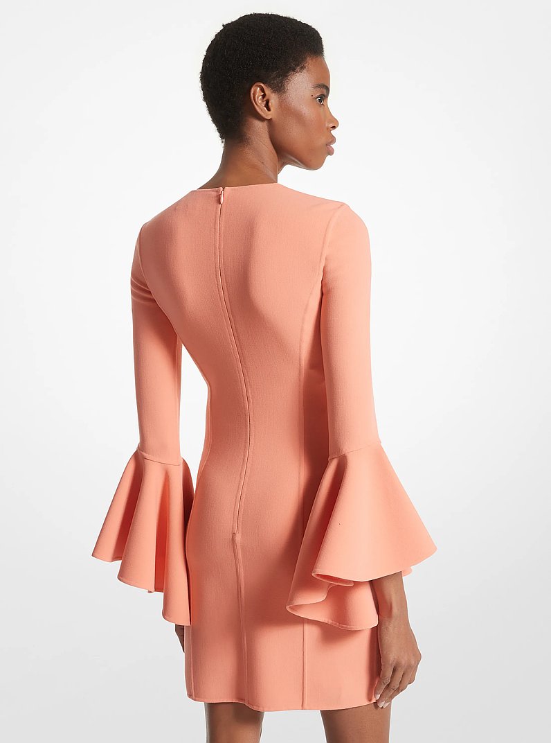 Vestido tubo de lana el&aacute;stica de doble cara con mangas tres cuartos in MELON | Michael Kors