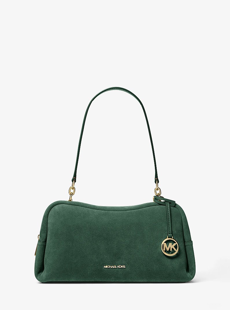 Cecily Medium Suede Shoulder Bag in MOSS | Michael Kors