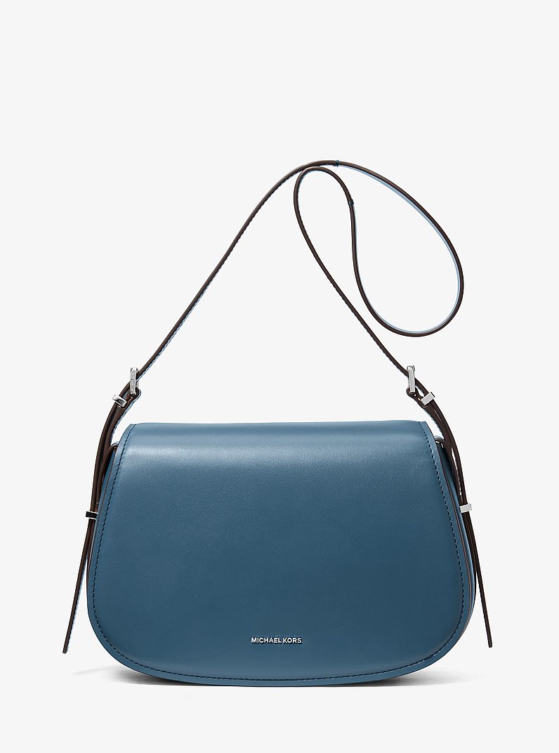 Lydia Medium Leather Messenger Bag in DK CHAMBRAY | Michael Kors