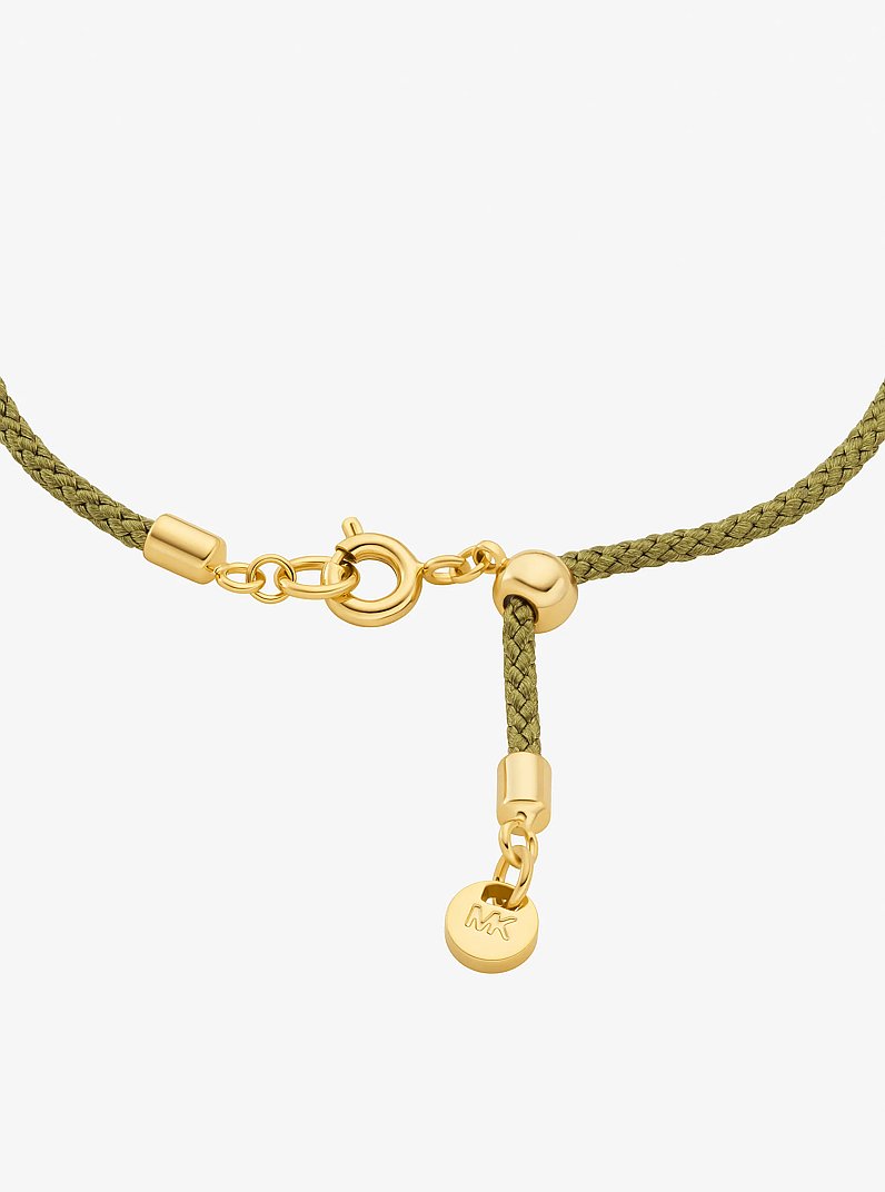 Pav&eacute; MK Pop Charm Cord Slider Bracelet in DARK MOSS | Michael Kors
