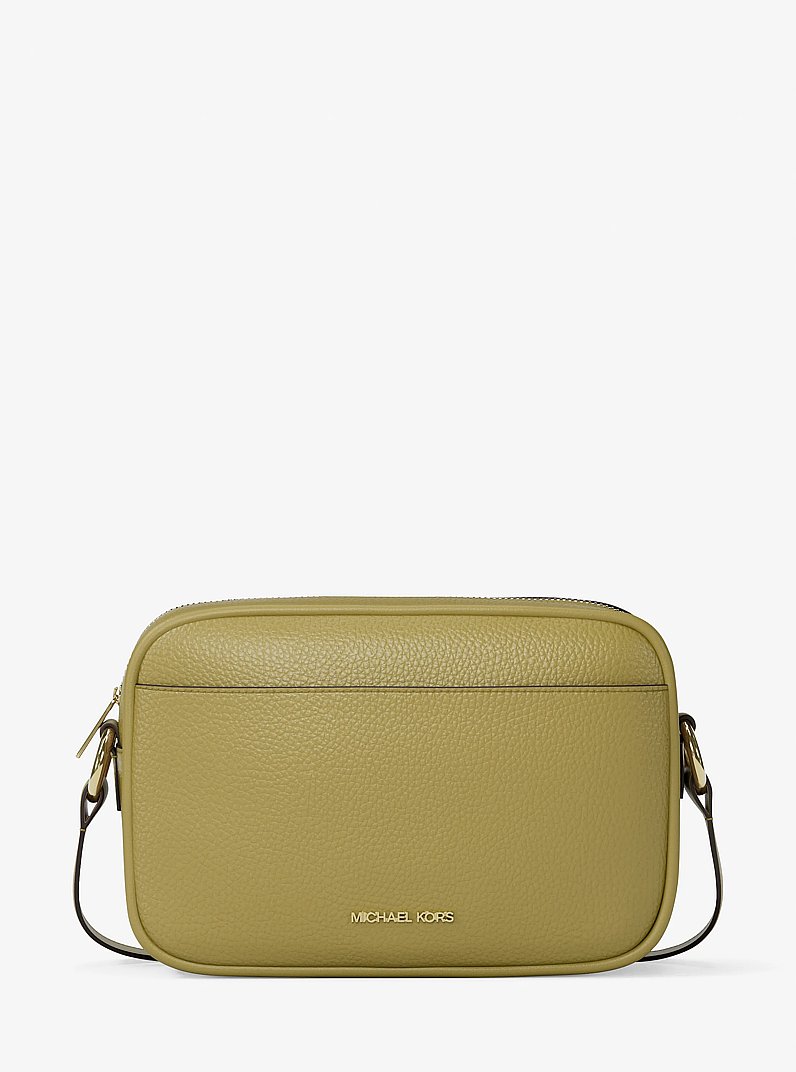 Grand sac &agrave; bandouli&egrave;re pour appareil photo Jet Set en cuir grain&eacute; in OREGANO | Michael Kors