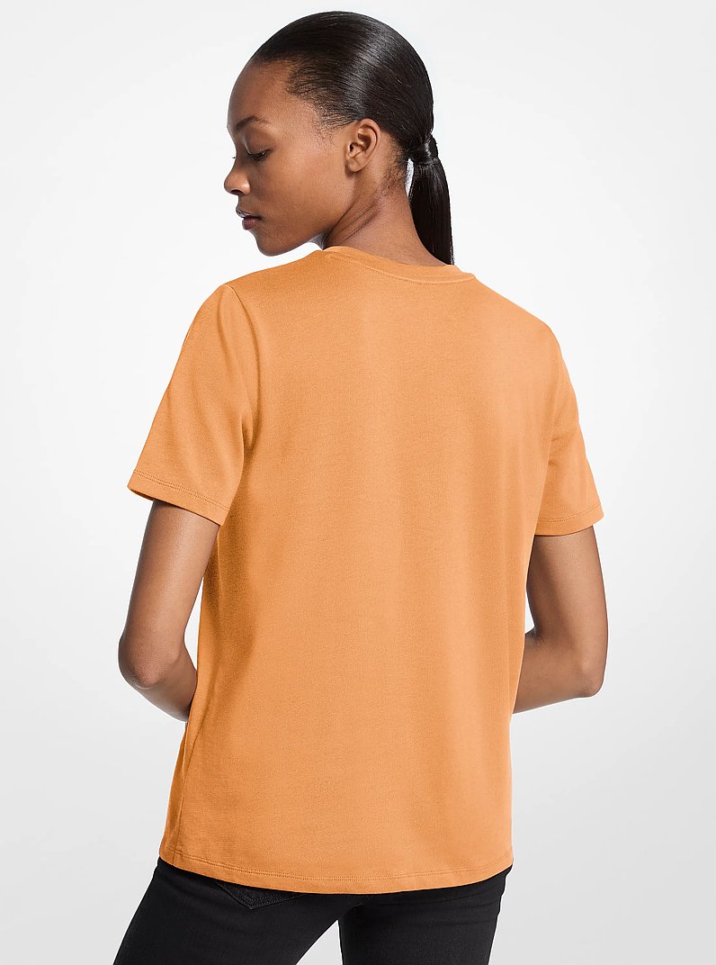 Camiseta de punto de algod&oacute;n org&aacute;nico con logotipo con tachuelas in NARANJA RADIANTE | Michael Kors