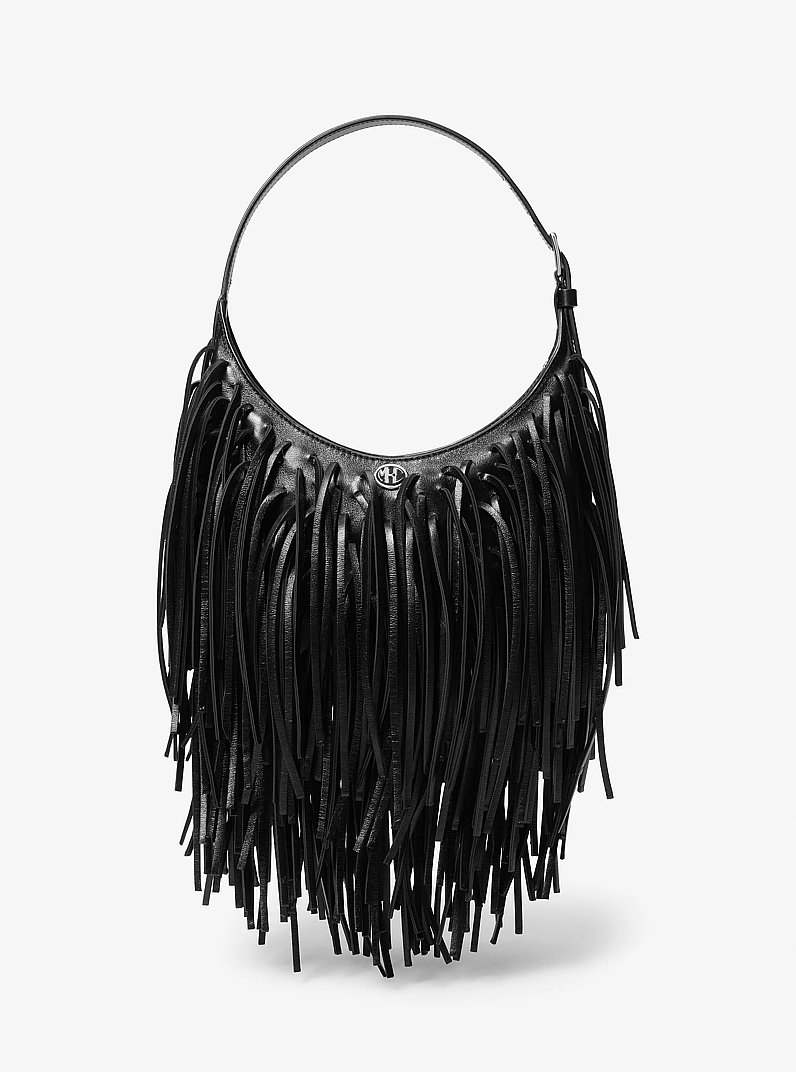 Bolso de hombro Dyan peque&ntilde;o de piel con flecos