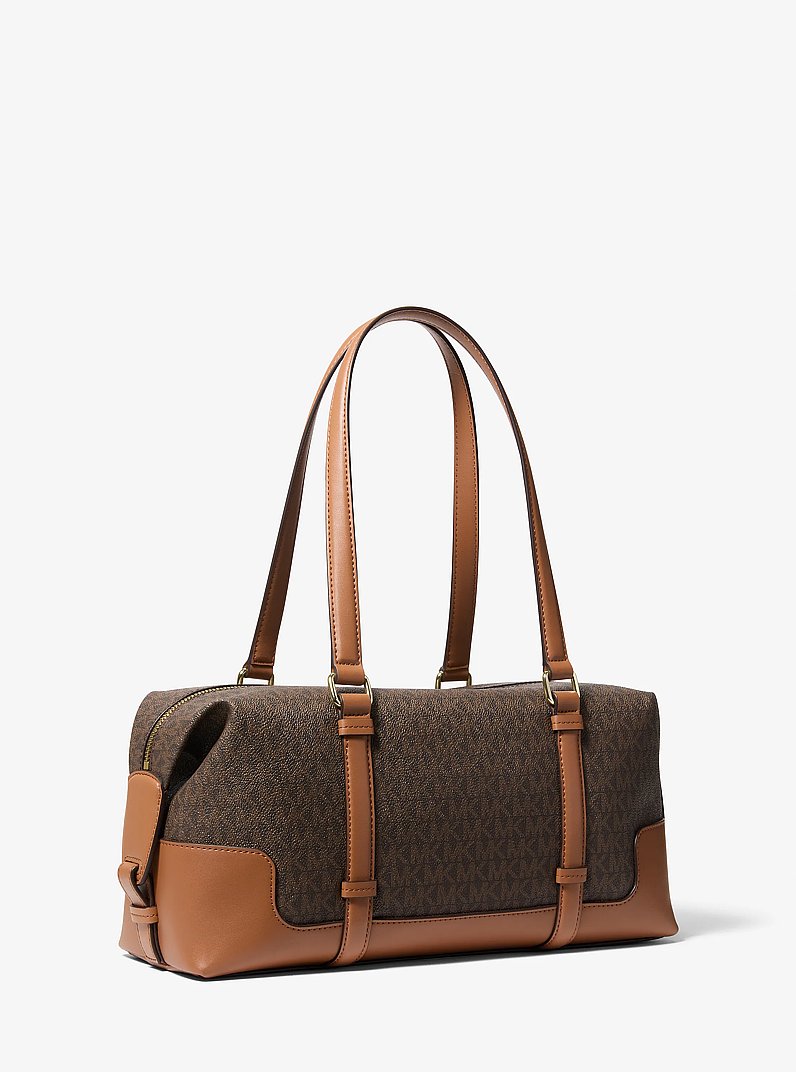 Teddi Large Signature Logo Shoulder Bag in BRN/ACORN | Michael Kors