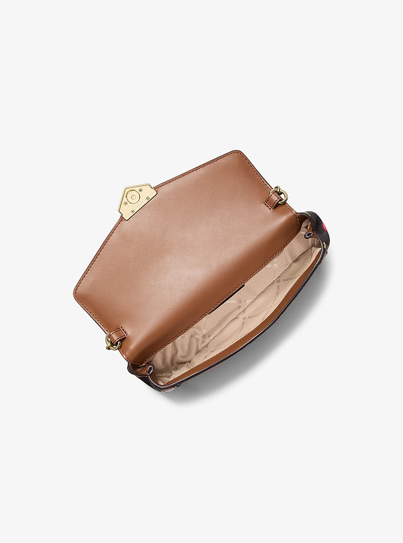 Soho Small Printed Signature Logo Convertible Crossbody Bag in BROWN | Michael Kors