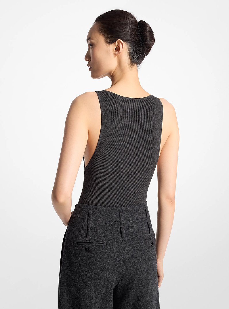 Stretch Viscose Bodysuit in CHARCOAL | Michael Kors