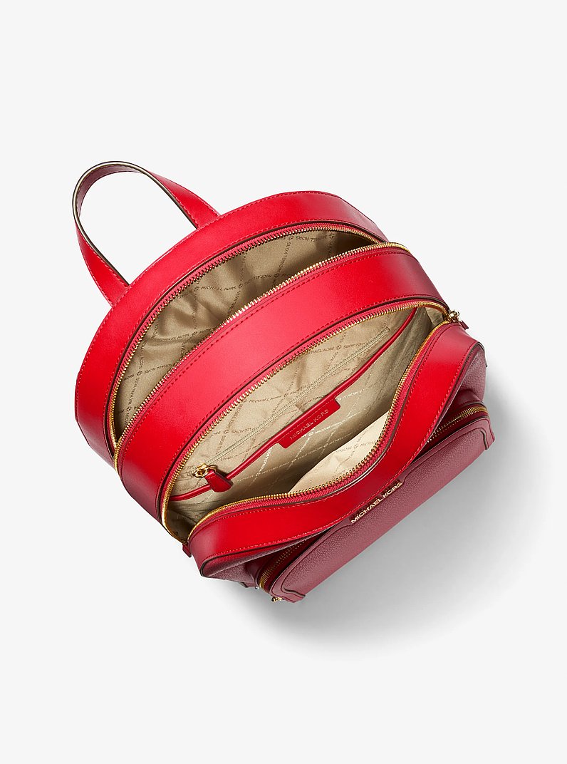 Jaycee Large Pebbled Leather Backpack in BRIGHT RED | Michael Kors