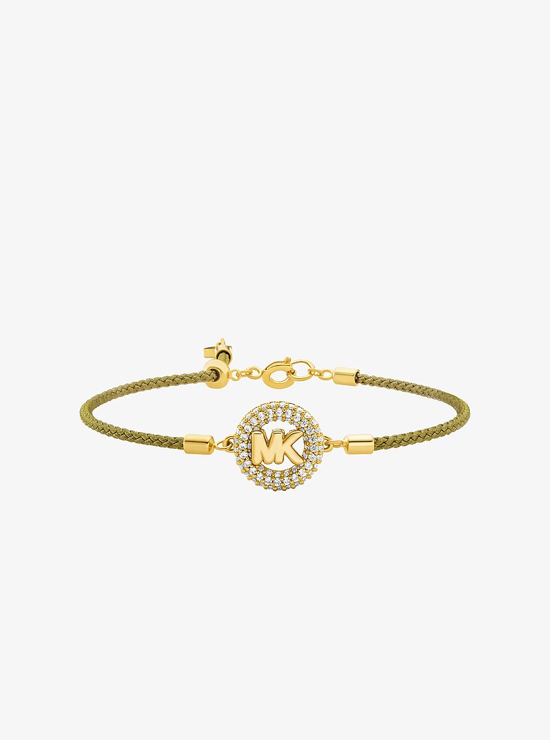 Pav&eacute; MK Pop Charm Cord Slider Bracelet in DARK MOSS | Michael Kors