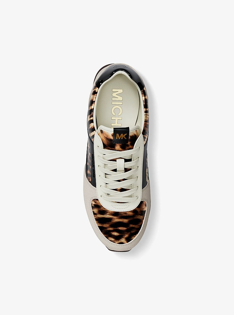 Cindy Leopard Print Calf Hair Trainer in DK CAMEL MLT | Michael Kors