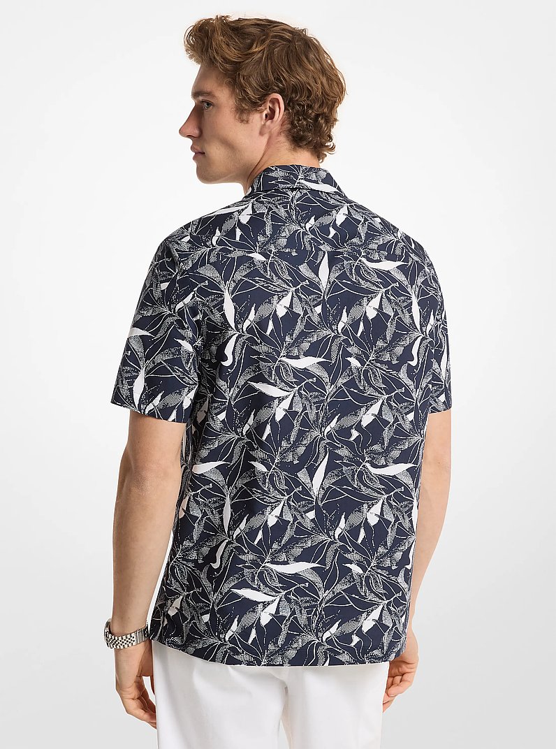 Floral Print Cotton Blend Shirt in MIDNIGHT | Michael Kors