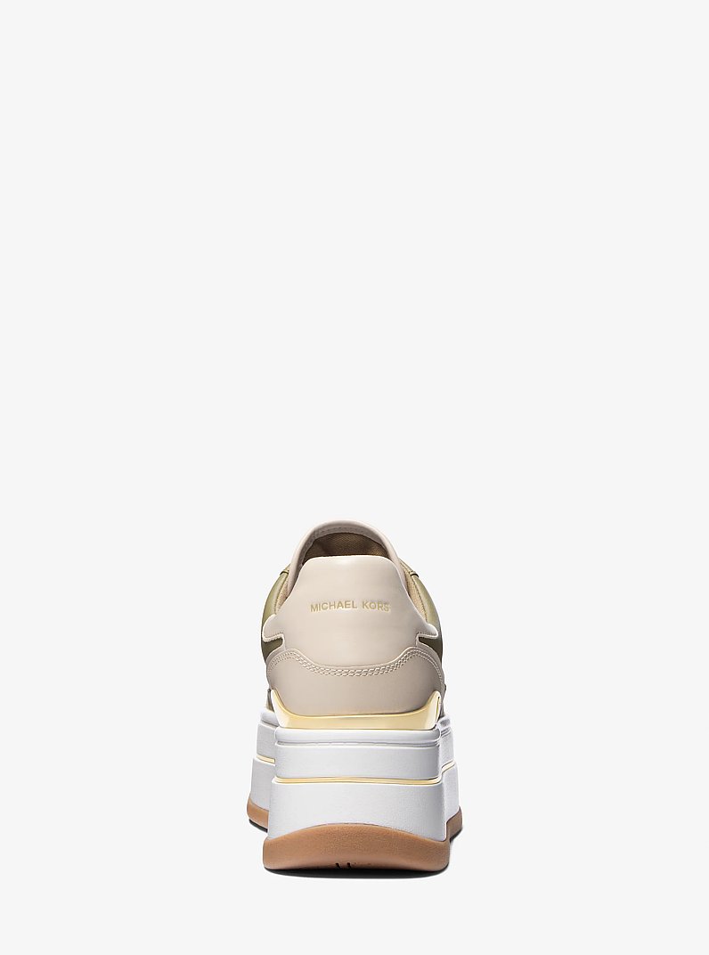 Hayes Two-Tone Leather Platform Sneaker in SAFARI GREEN | Michael Kors