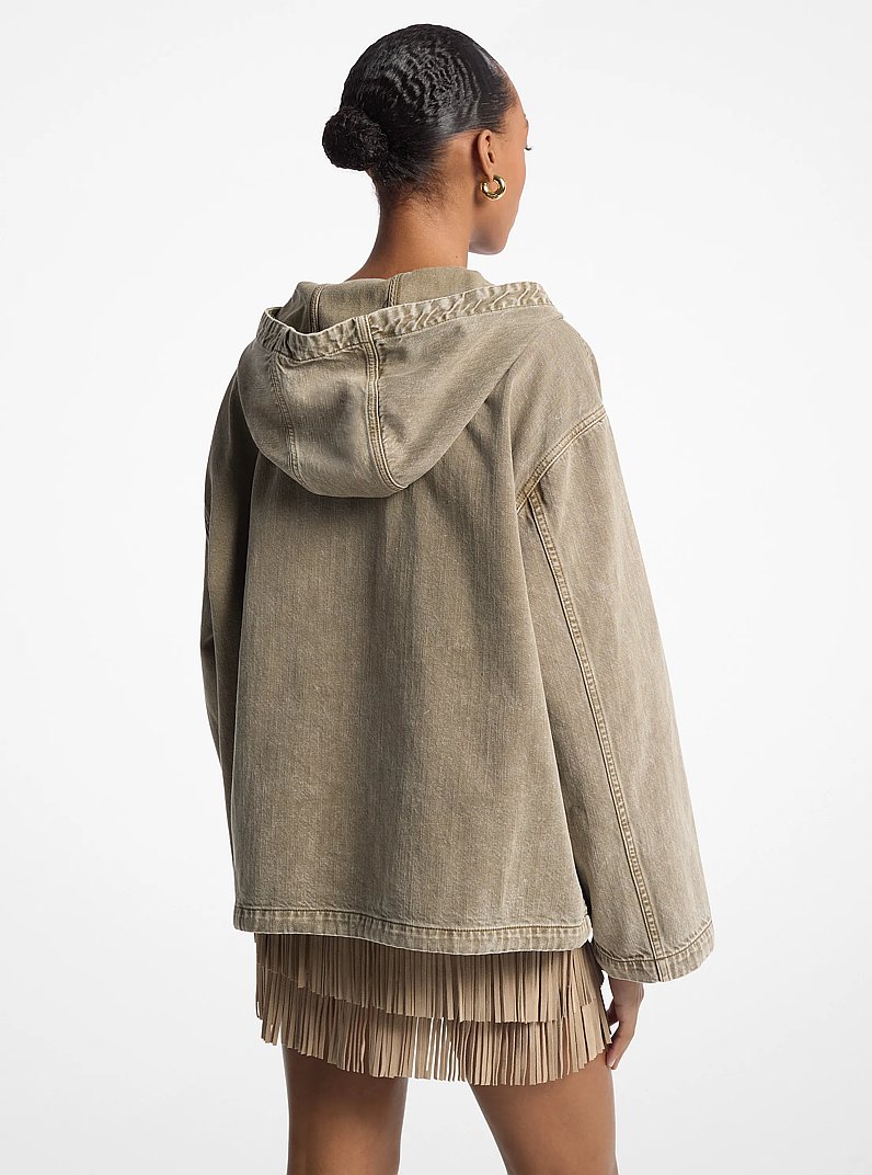 Garment-Dyed Denim Popover Jacket in SAFARI GREEN | Michael Kors