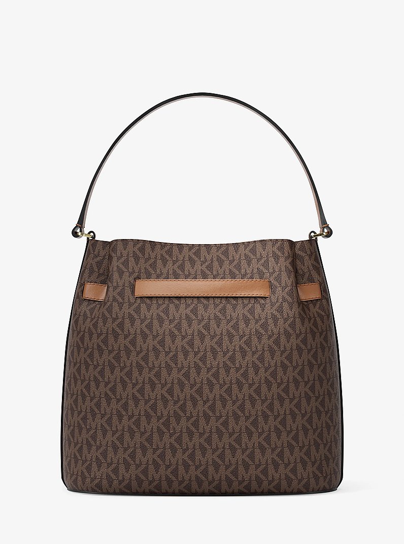 Carson Medium Signature Logo Convertible Bucket Crossbody Bag in