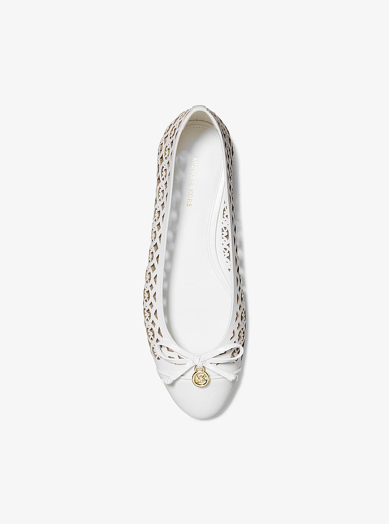 Ballerina Piper Flex in pelle con logo in BIANCO OTTICO | Michael Kors
