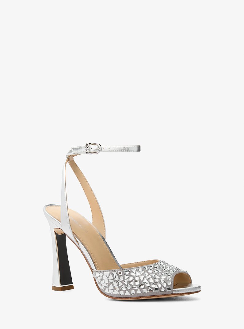 Rosie Embellished Metallic Sandal in SILVER | Michael Kors