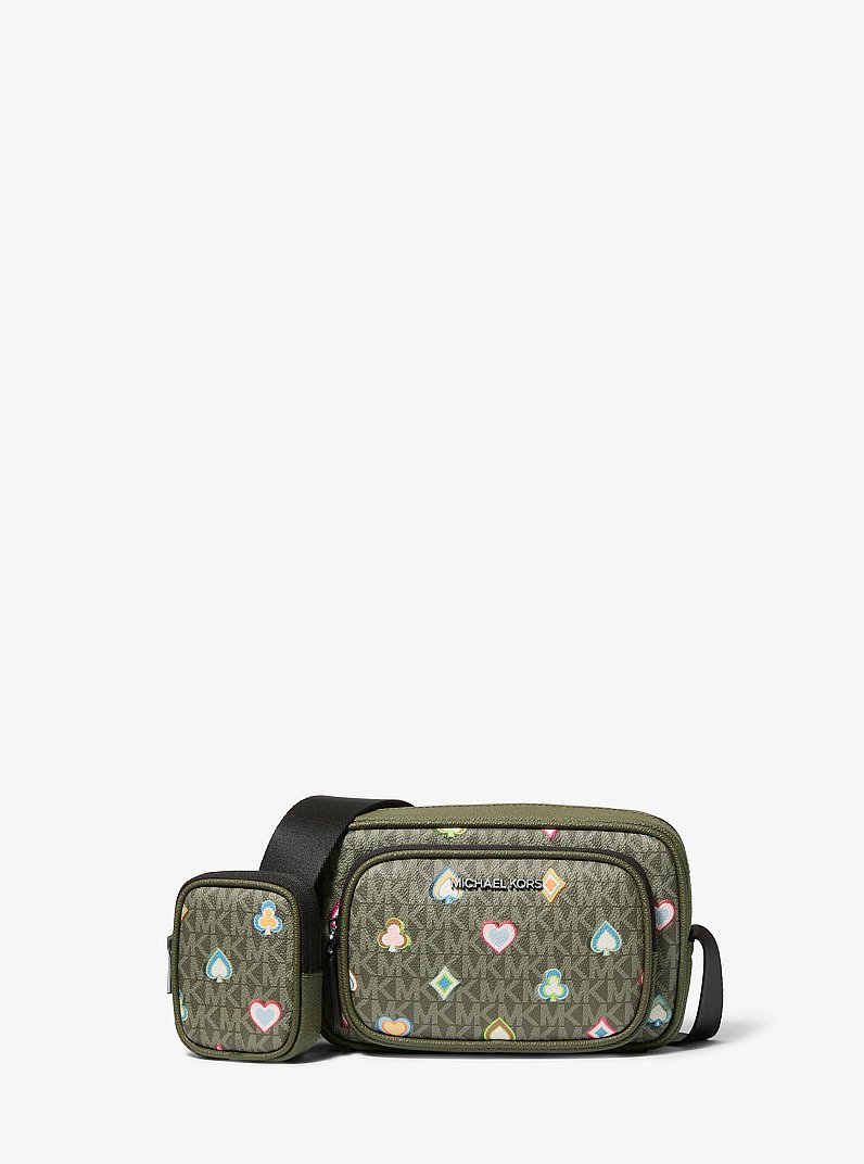 Sac &agrave; bandouli&egrave;re pour appareil photo Cooper &agrave; imprim&eacute; &agrave; logo Signature avec pochette in VERT OLIVE | Michael Kors