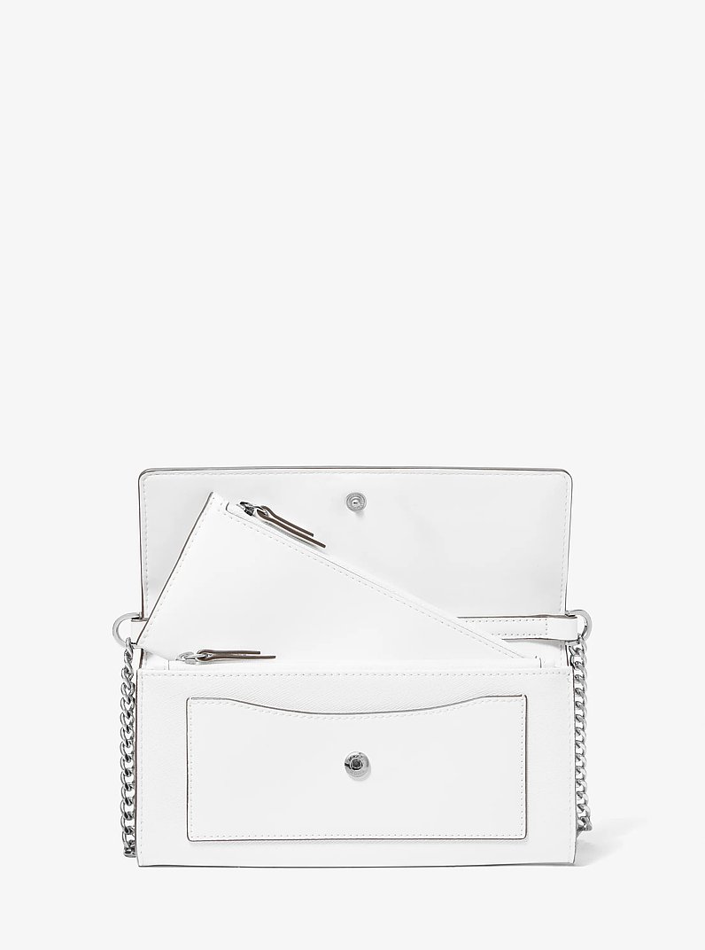 Jet Set Medium Saffiano Leather 2-in-1 Convertible Crossbody Bag in OPTIC WHITE | Michael Kors