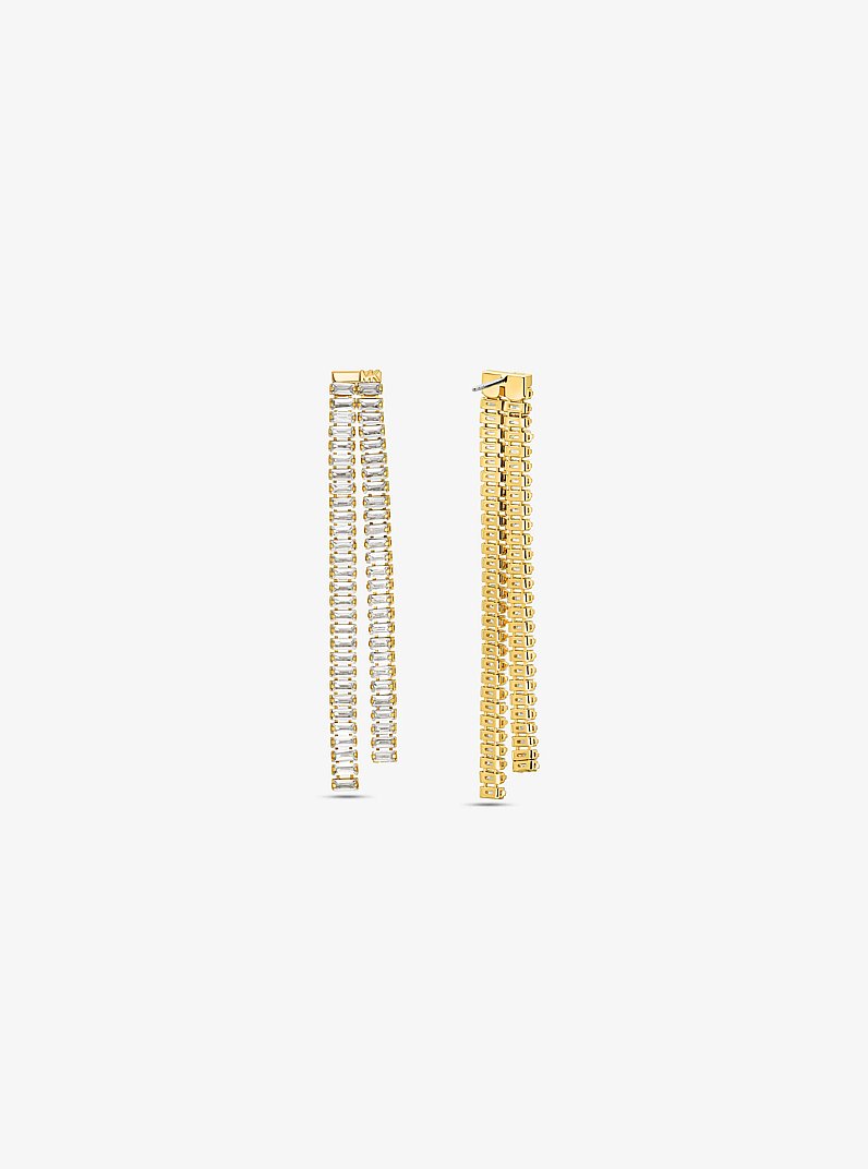 Precious Metal-Plated Brass Baguette Drop Earrings in GOLD | Michael Kors