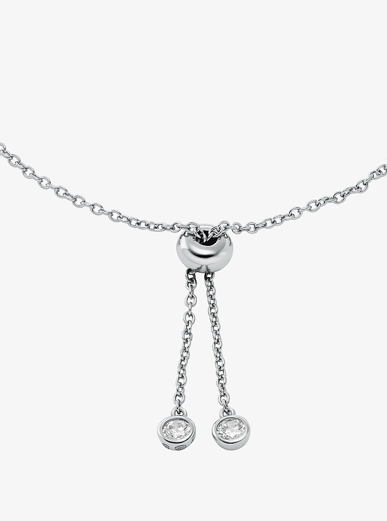 Fulton Precious Metal-Plated Pav&eacute; Logo Slider Bracelet in SILVER | Michael Kors