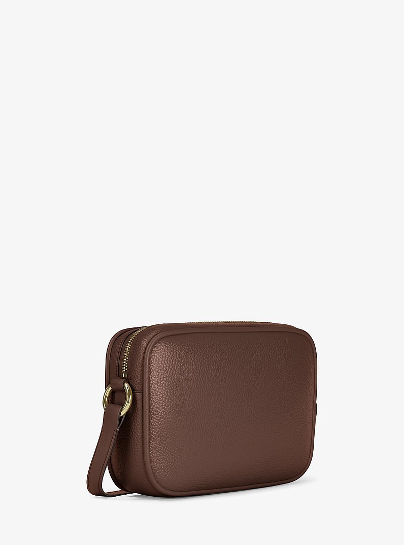 Jet Set Large Pebbled Leather Camera Crossbody Bag in NUTMEG | Michael Kors