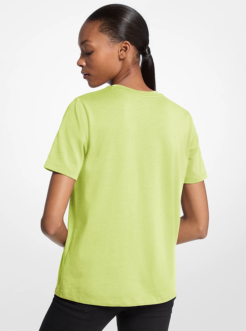 Camiseta de punto de algod&oacute;n org&aacute;nico con logotipo con tachuelas in LIMA | Michael Kors