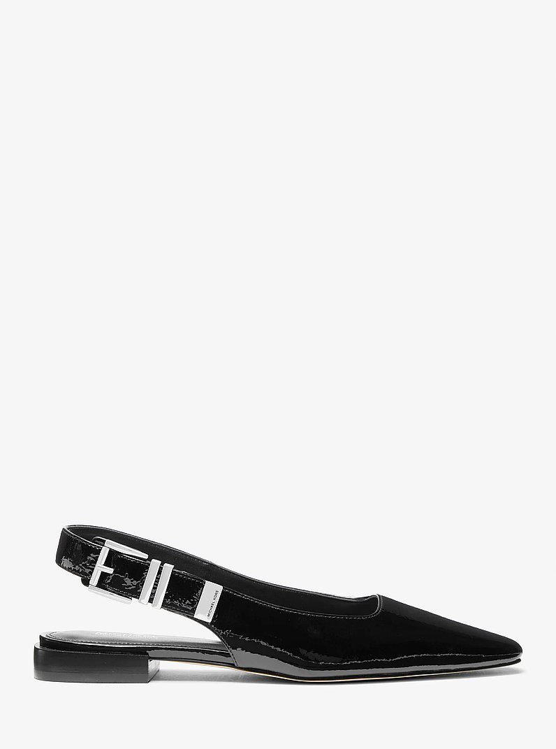 Darrington Crackled Patent Leather Flat in BLACK | Michael Kors