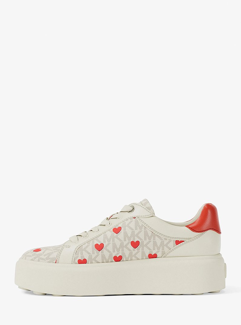 Romey Printed Signature Logo Platform Sneaker in VANILLA COMBO | Michael Kors
