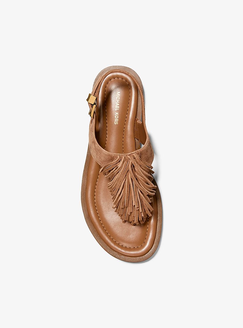 Indra Fringed Suede Sandal in LUGGAGE | Michael Kors
