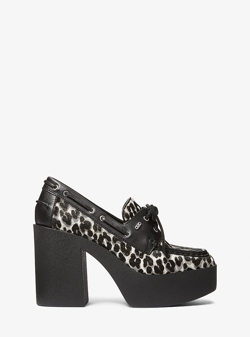 Cameron Leopard Print Calf Hair Platform Loafer