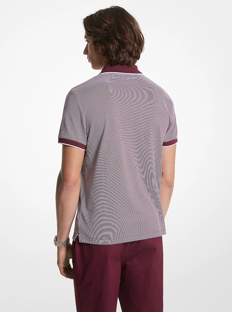Striped Cotton Blend Polo Shirt