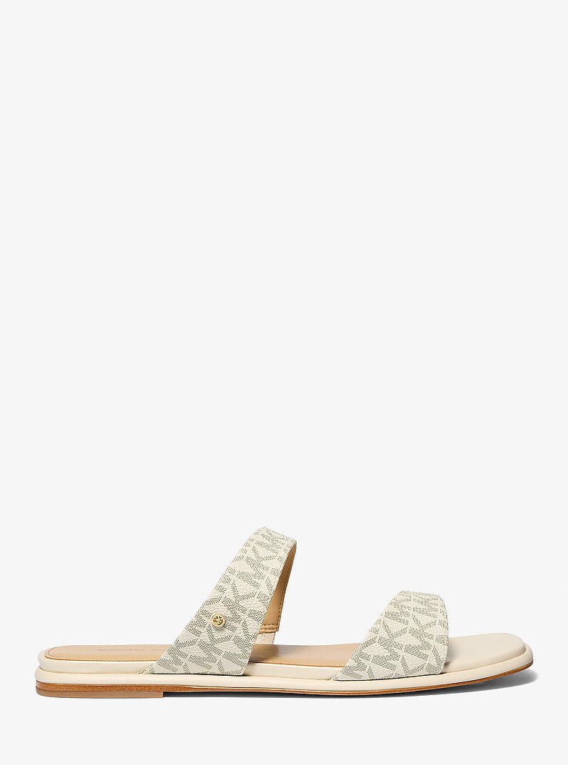 Jaida Signature Logo Flat Sandal in VAN/CREAM | Michael Kors