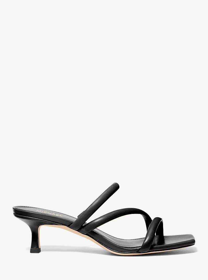 Celia Leather Kitten Sandal in BLACK | Michael Kors