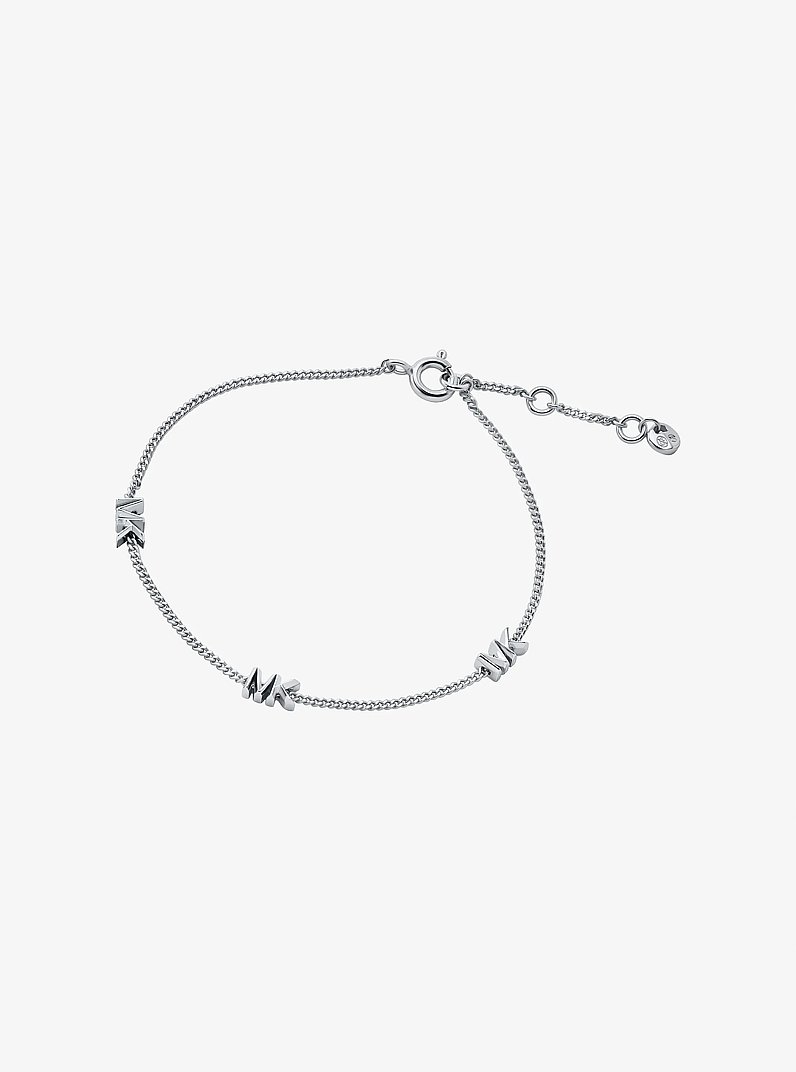 Bracelet &agrave; logo en argent sterling plaqu&eacute; en m&eacute;tal pr&eacute;cieux in ARGENT | Michael Kors