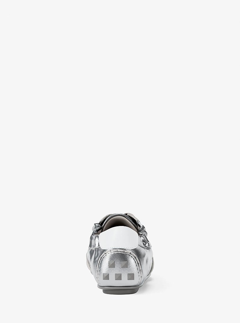 Susie Metallic Leather Trainer in SILVER | Michael Kors