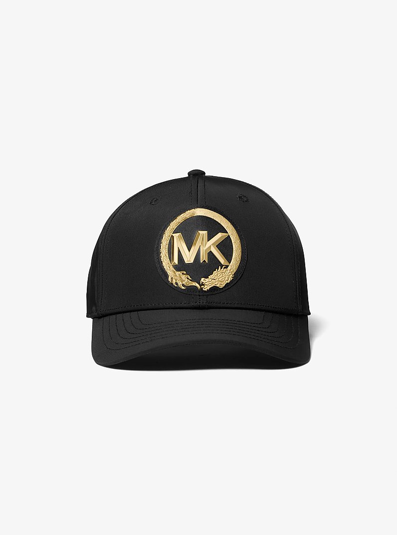New Year Metallic Logo Woven Baseball Cap in BLACK | Michael Kors