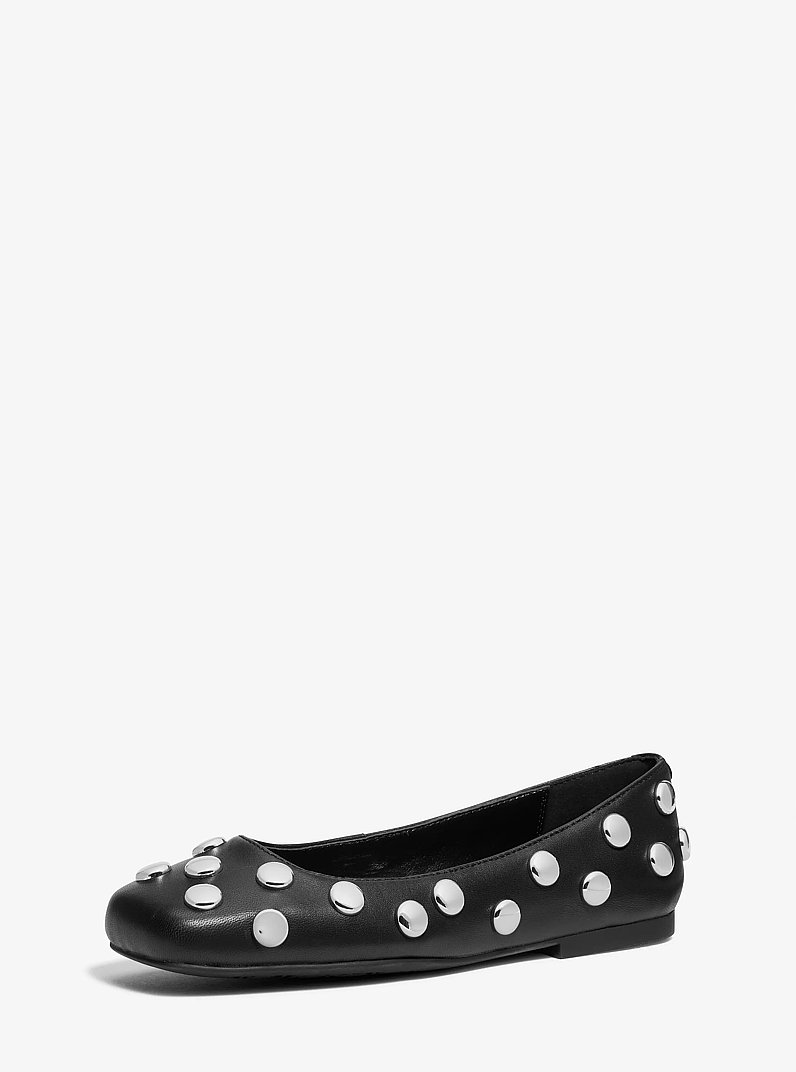 Matilda Studded Leather Ballet Flat in BLACK | Michael Kors