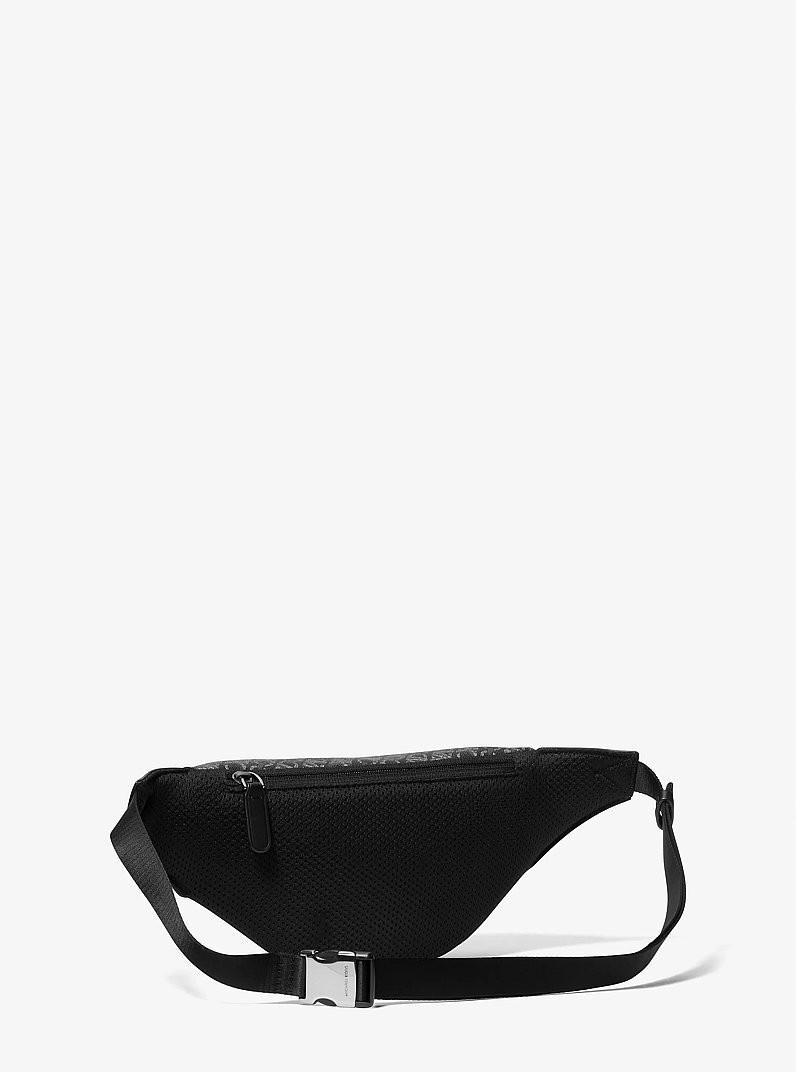 Hudson Empire Signature Logo Sling Pack in BLACK/SILVER | Michael Kors