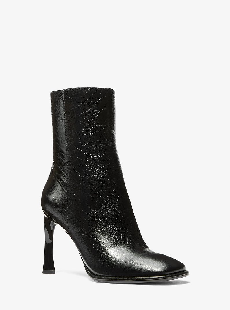 Kelsea Crackled Leather Boot in BLACK | Michael Kors