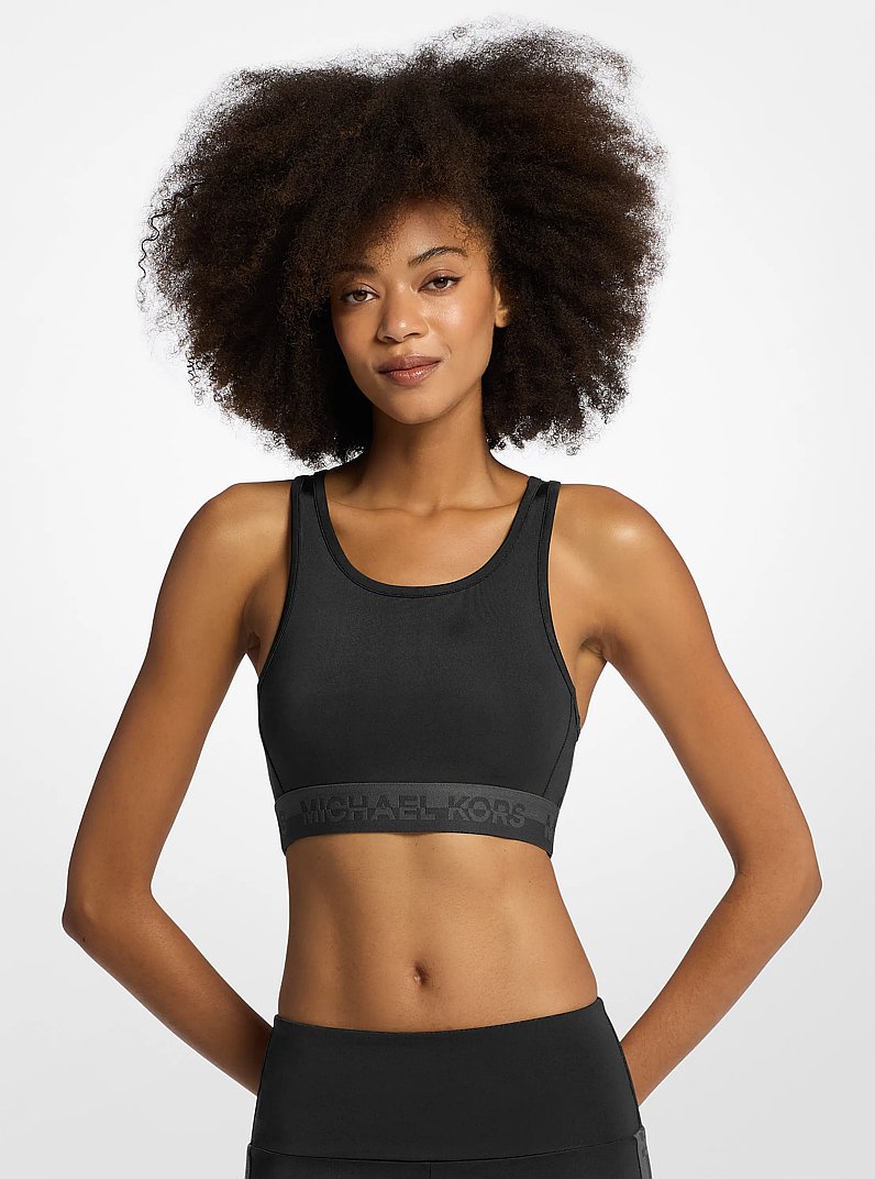 Logo Tape Sports Bra in BLACK | Michael Kors