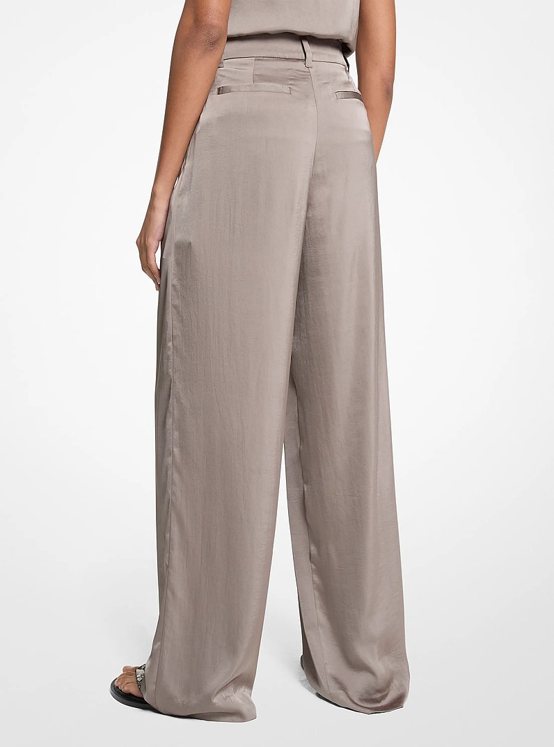 Drapey Satin Wide Leg Pants in CHESTNUT | Michael Kors