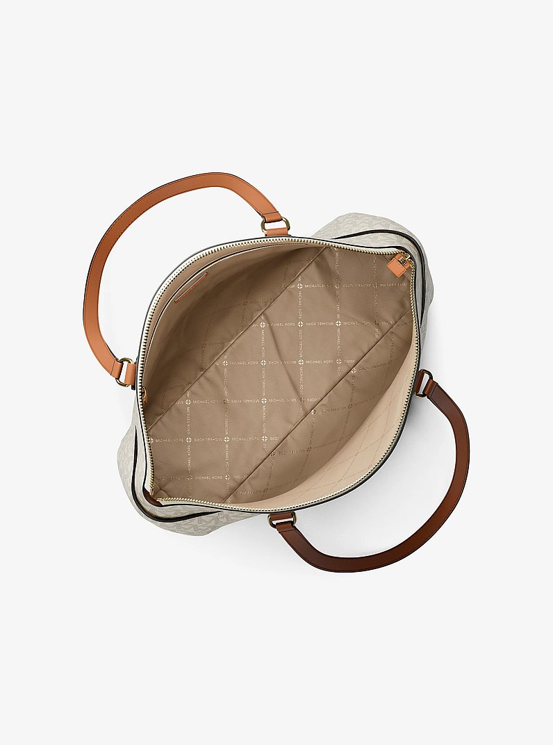 Sienna Medium Signature Logo Tote Bag in VANILLA/LUGGAGE | Michael Kors