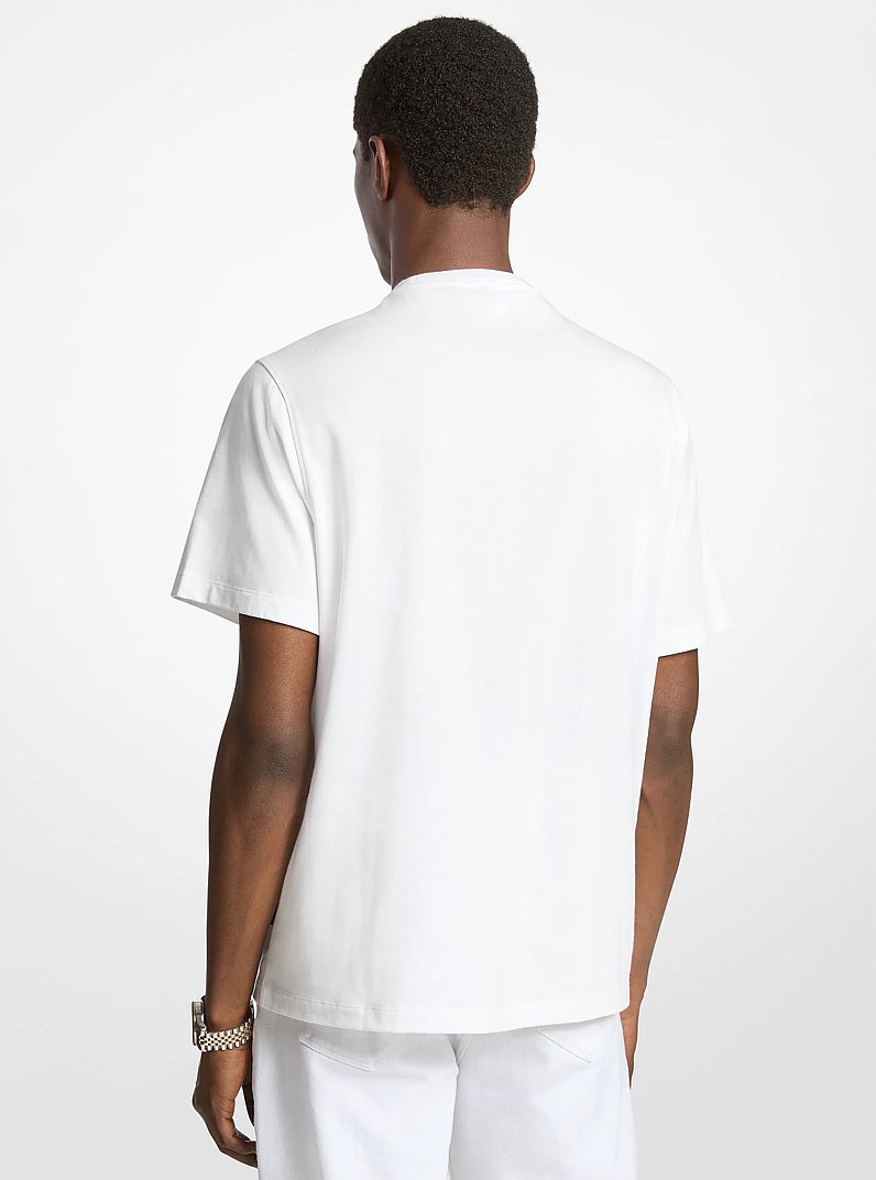 T-shirt in jersey di cotone con logo in rilievo in BIANCO | Michael Kors